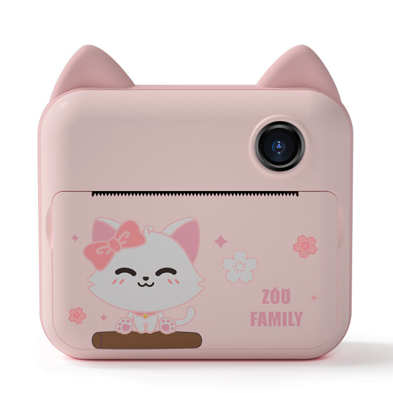 Children's Digital Camera: 1080P video, 12MP photos, adjustable focal length. USB rechargeable for 2hrs video, 2000+ photos, and 400 prints. Cute design, safe ABS material, 2.4" screen. Versatile for selfies, parties, education, travel.