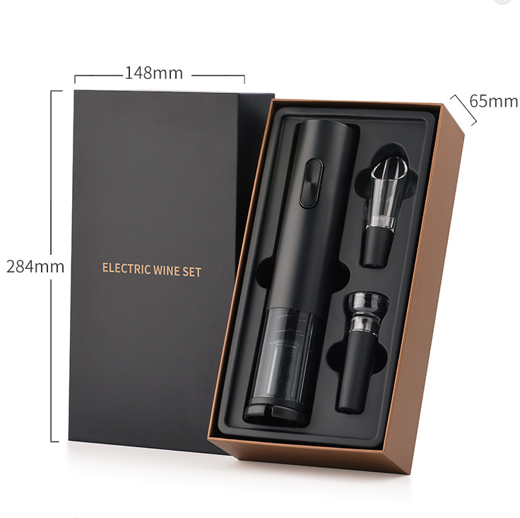 Viral Electrical Wine opener-the PGS-KB1-602102A Bottle Opener Set – a stylish and versatile beverage companion. Package houses essential tools, including a bottle opener, foil knife, wine dispenser, and vacuum plug. Automatic and multi-functional.