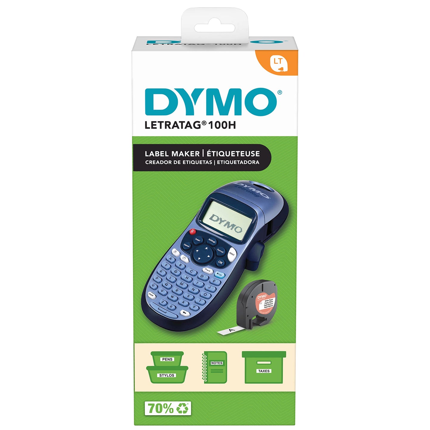 Dymo LetraTag LT-100H Handheld Label Maker | ABC Keyboard Label Printer with Easy-to-Use, 13 Character LCD Screen | for Home or Office | Blue