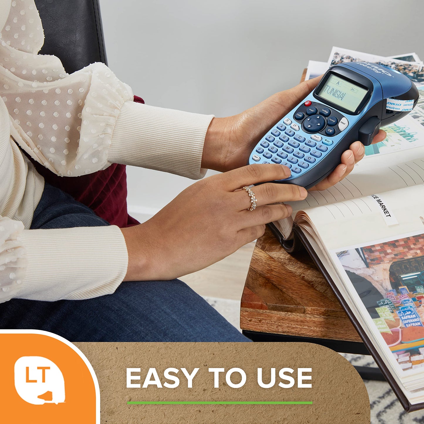 Dymo LetraTag LT-100H Handheld Label Maker | ABC Keyboard Label Printer with Easy-to-Use, 13 Character LCD Screen | for Home or Office | Blue