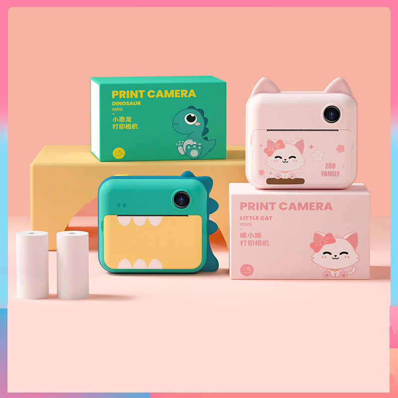 Children's Digital Camera: 1080P video, 12MP photos, adjustable focal length. USB rechargeable for 2hrs video, 2000+ photos, and 400 prints. Cute design, safe ABS material, 2.4" screen. Versatile for selfies, parties, education, travel.