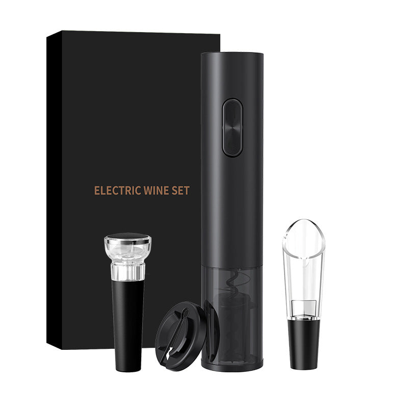 Viral Electrical Wine opener-the PGS-KB1-602102A Bottle Opener Set – a stylish and versatile beverage companion. Package houses essential tools, including a bottle opener, foil knife, wine dispenser, and vacuum plug. Automatic and multi-functional.