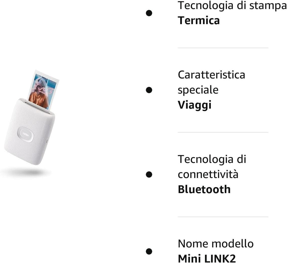 Instax FujiFilm Mini Link 2 Instant Printer (Clay White)