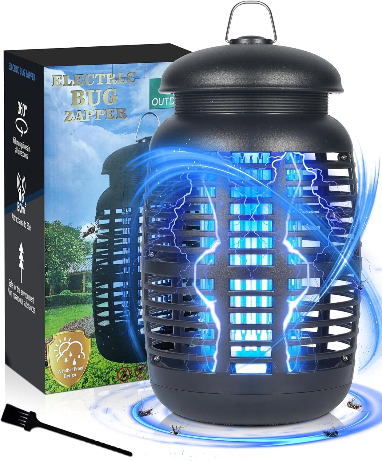 Bug Zapper Electric Fly Trap, Mosquito Zapper 4200V Fly Repellent, Mosquito Killer Indoor Bug Trap, Insect Mosquitoes Trap Lamp, Outdoor Bug & Mosquito Zapper Waterproof for Garden & Camp
